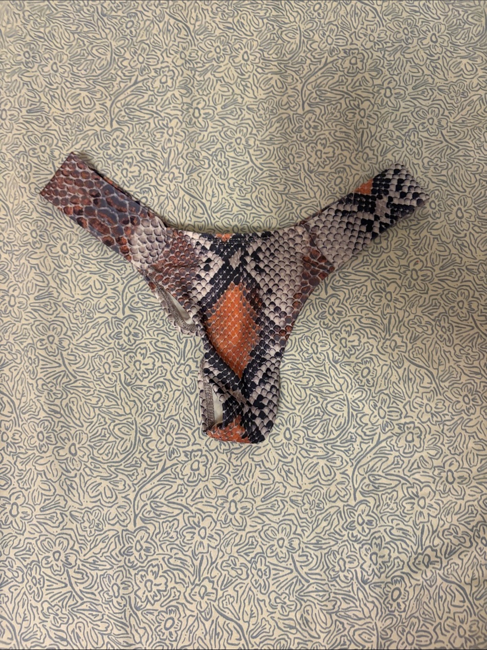 Montce Snake-Print Bikini Bottom in Orange, Brown & Black